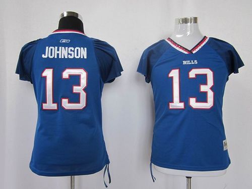 Bills #13 Steve Johnson Baby Blue Women's Field Flirt Stitched NFL Jersey